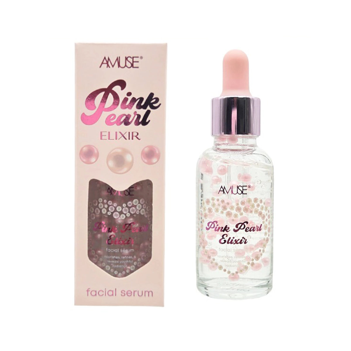 Amuse Pink Pearl Elixir Facial Serum Display Set – Youthful Radiance & Skin Refining Serum