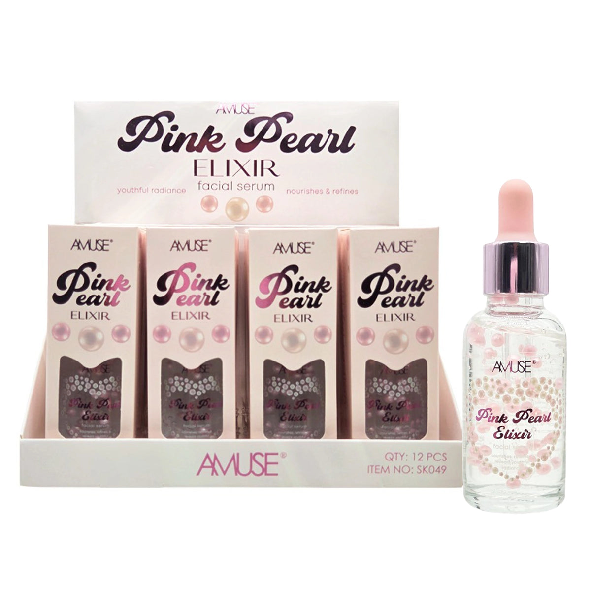 Amuse Pink Pearl Elixir Facial Serum Display Set – Youthful Radiance & Skin Refining Serum