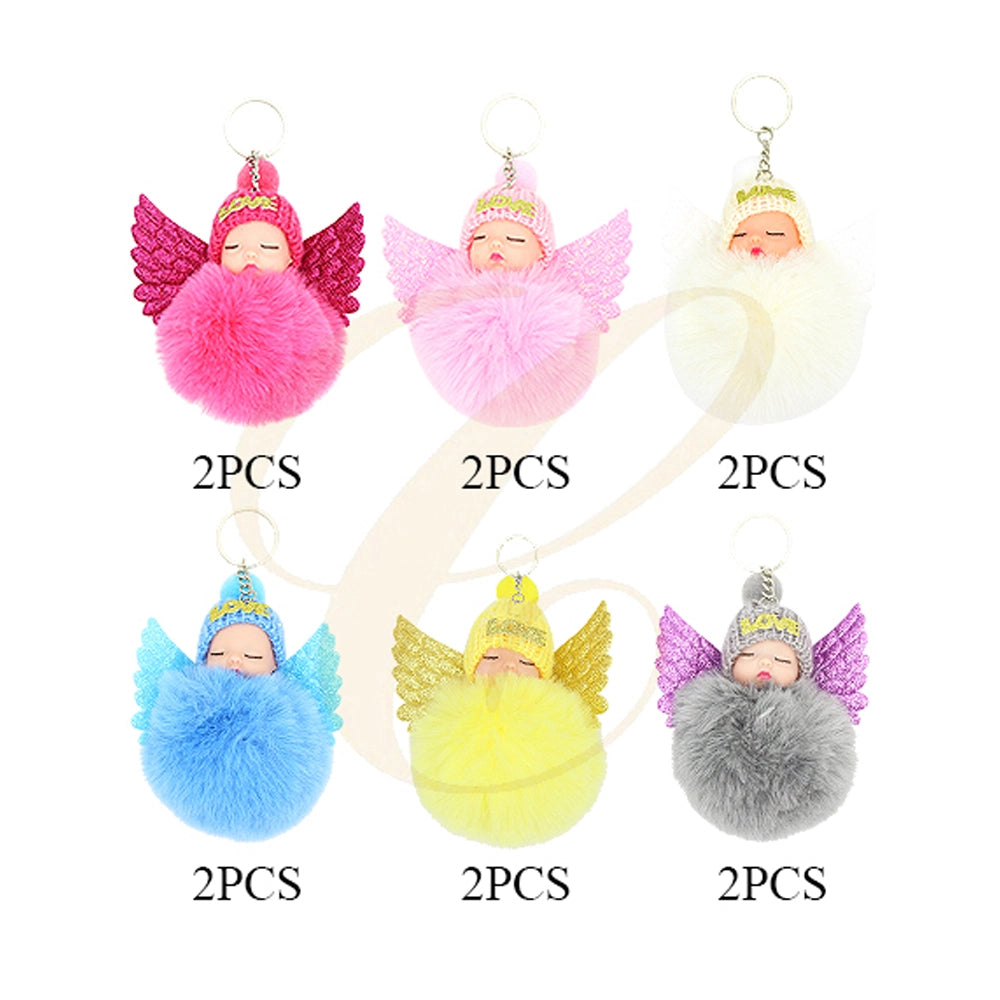 Angel Baby Fluffy Pom Pom Keychain