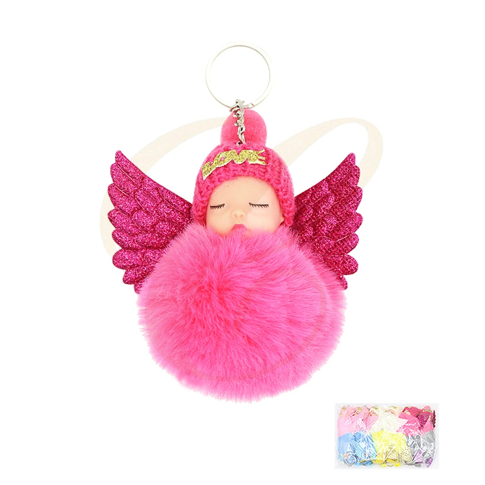 Angel Baby Fluffy Pom Pom Keychain
