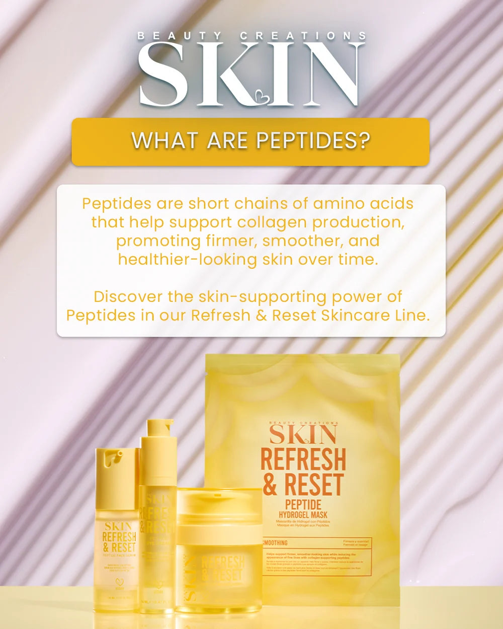 Beauty Creations - Refresh and Reset with Peptides- Barrier Repair & Skin Renewal Set with Peptide Moisturizer, Face Serum & Eye Cream