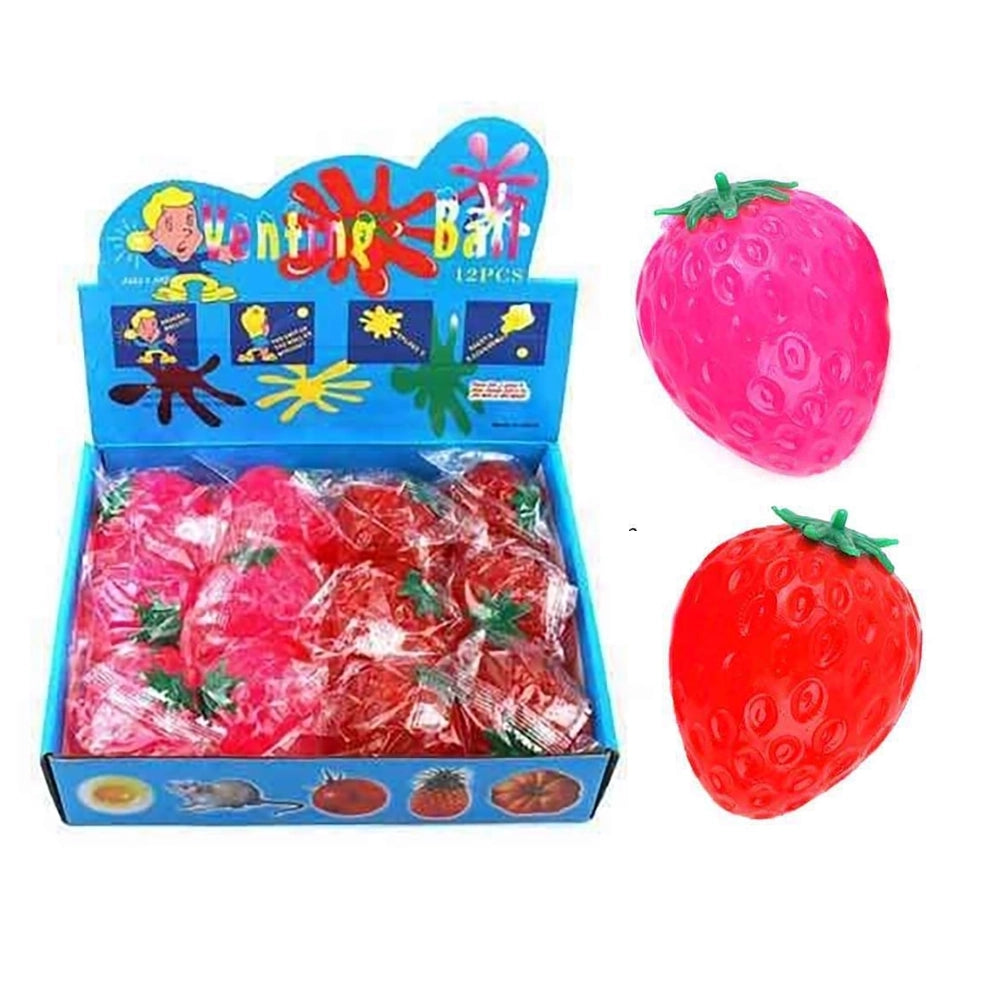 12-Piece Strawberry Venting Ball Set – Squeezable Splat Stress Relief Toys (7cm) (SN42)