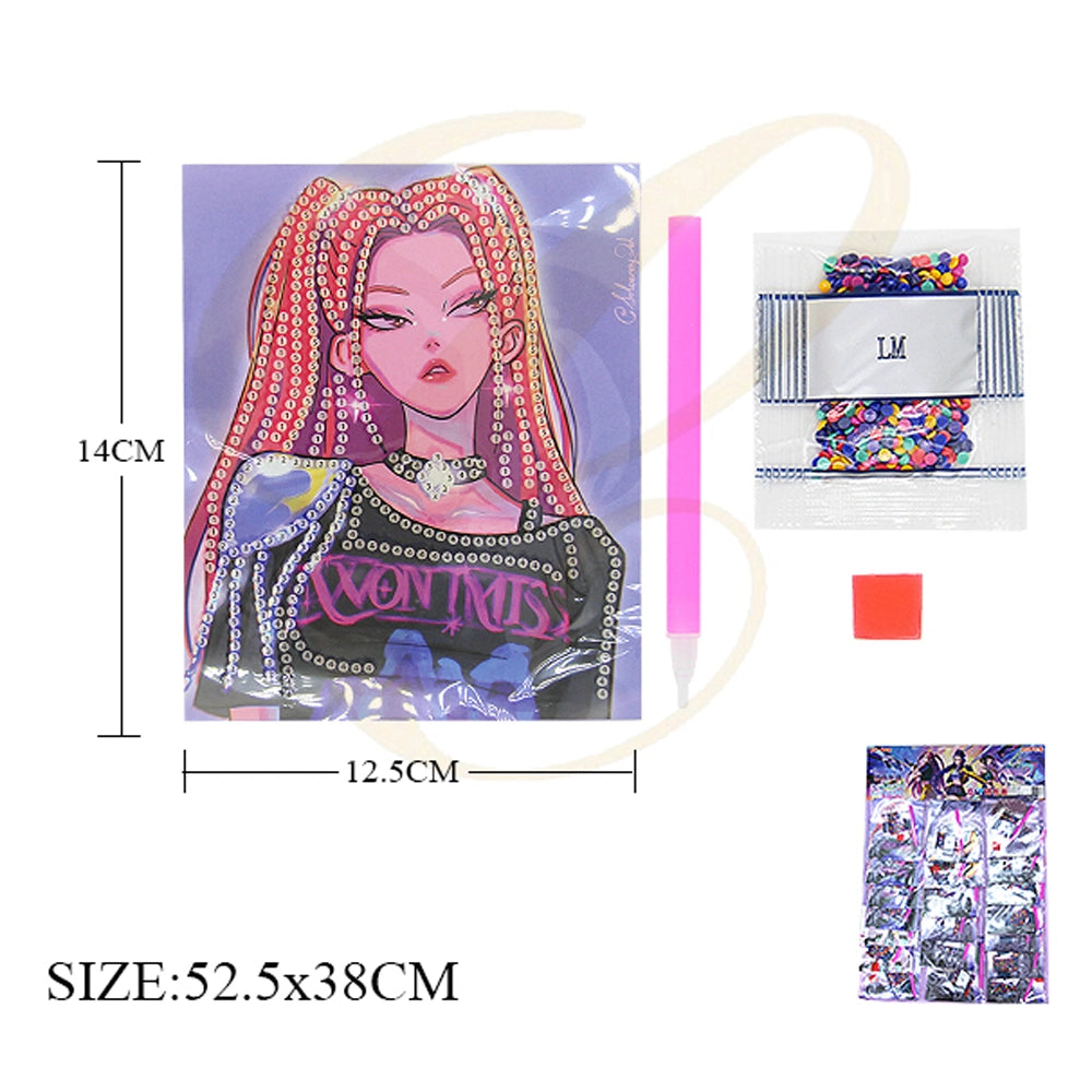 20-Pack Mini Diamond Painting Kits for Kids & Adults - K-Pop Anime Style Gem Art Crafts - 14x12.5cm Small Rhinestone Painting Set (SNT-2454)