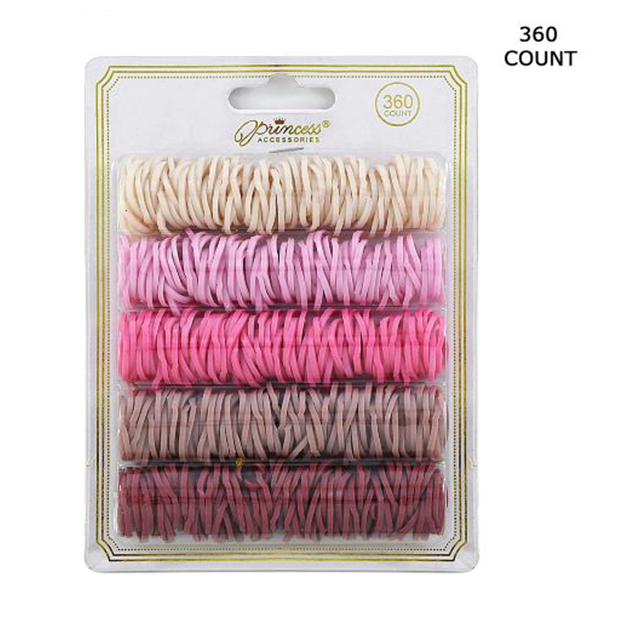 360-Count Mini Elastic Hair Ties – 5-Color Pink & Neutral Palette – No-Snag Rubber Bands for Braids, Ponytails, and Kids’ Styling (SRB-004S)