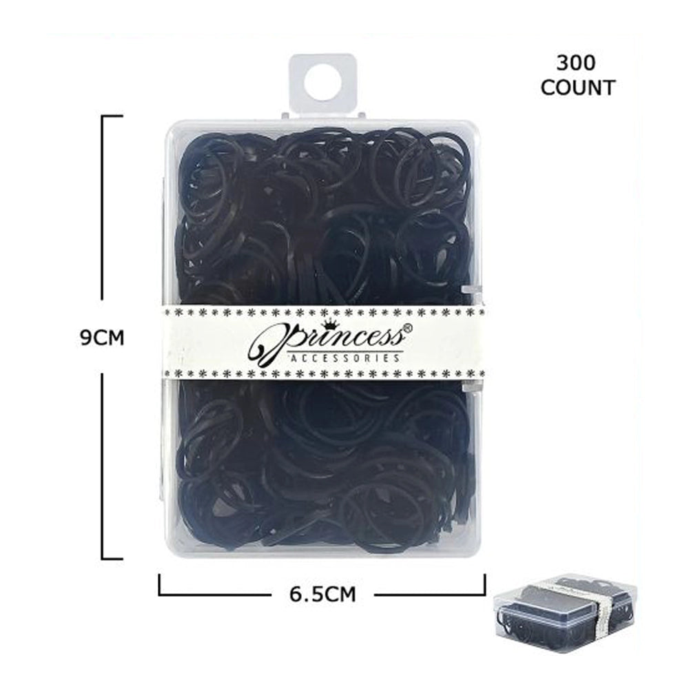 Black Elastic Rubber Hair Ties (SRB-009BK)