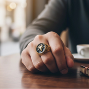 Vintage Signet Rings | Black Enamel Gold & Silver Tone Statement Jewelry