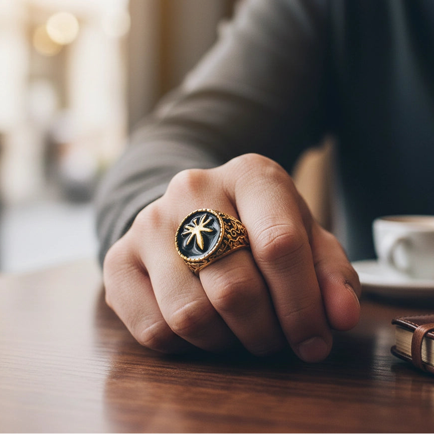 Vintage Signet Rings | Black Enamel Gold & Silver Tone Statement Jewelry