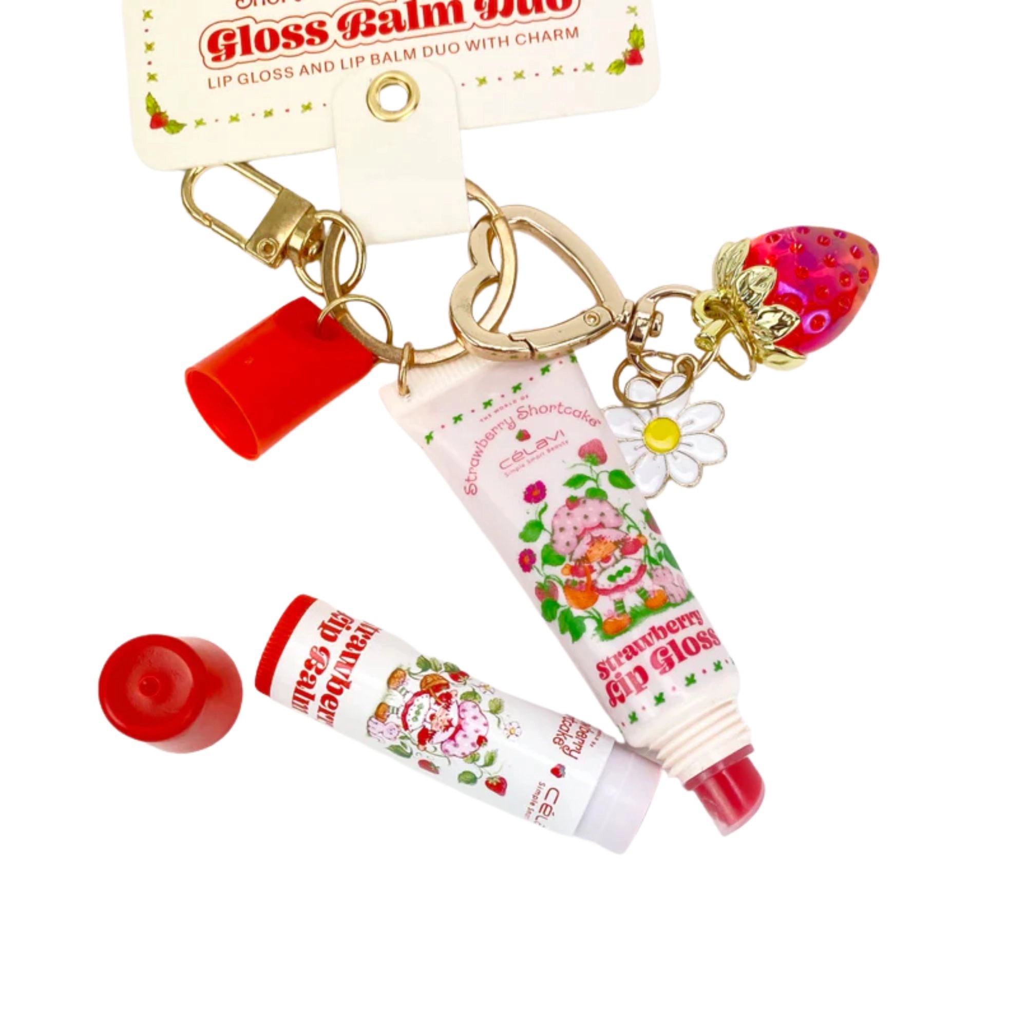 Celavi - Cute Strawberry Shortcake Gloss Balm Duo with Keychain