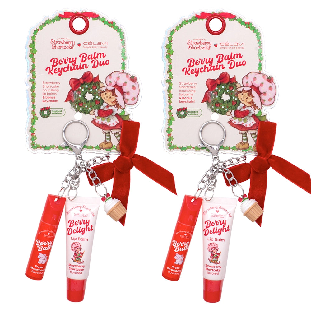 Celavi - Strawberry Shortcake Holiday Lip Balm Duo with Keychain