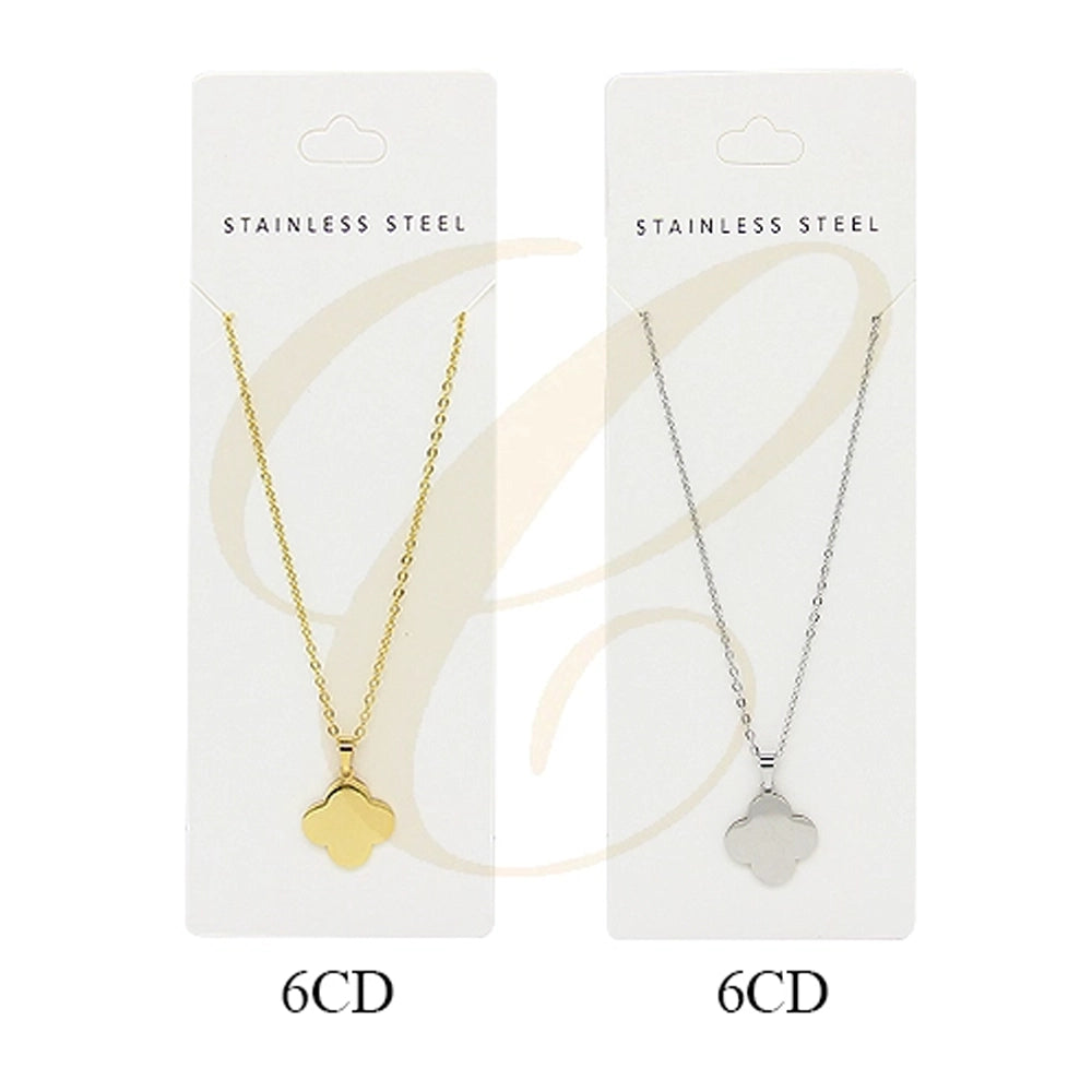 Elegant Minimalist Four-Leaf Clover Pendant Necklace (SSN-0048GS)