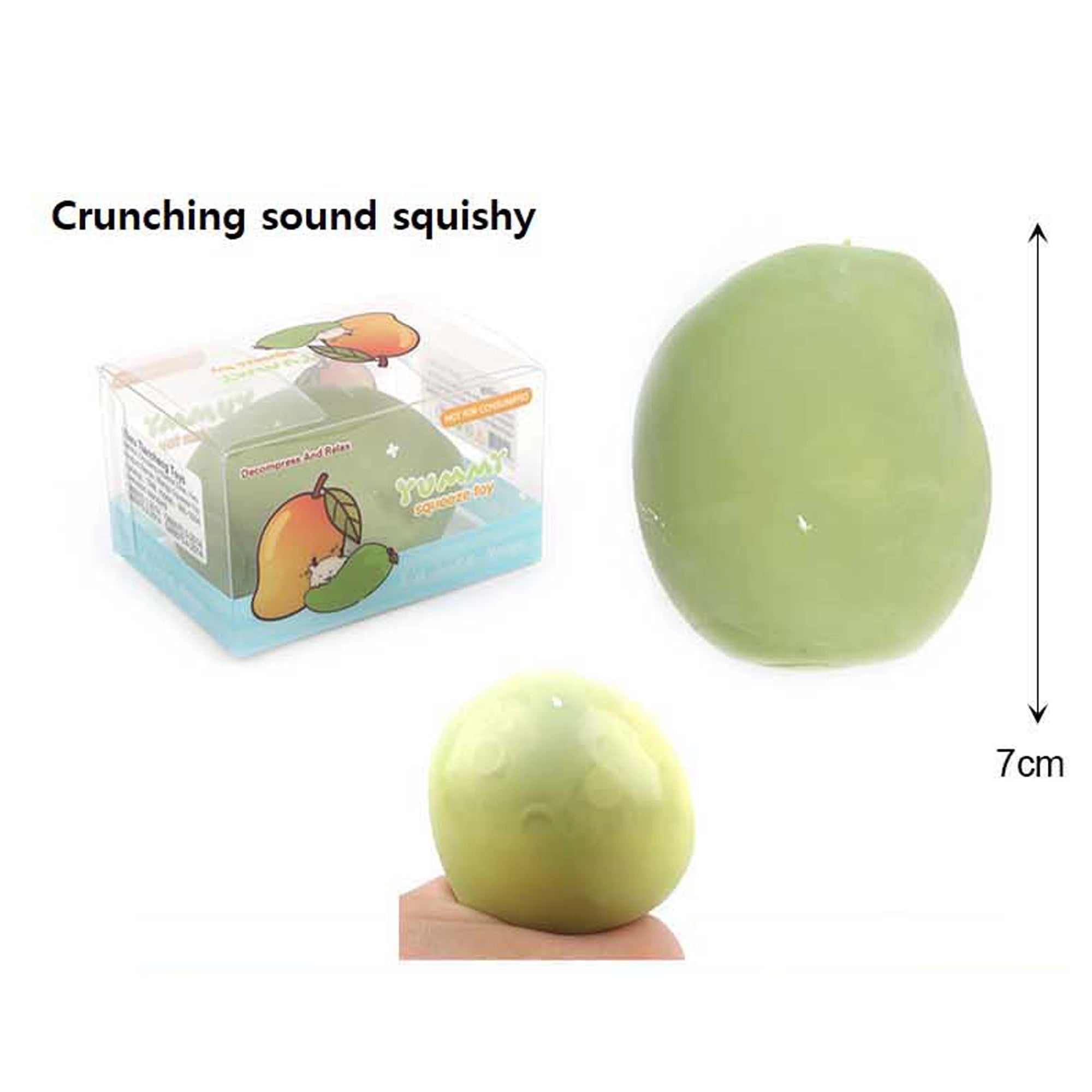 Crunchy Sound Green Mango Squishy Toy – ASMR Stress Relief Squeeze Ball (7cm) (STY22)