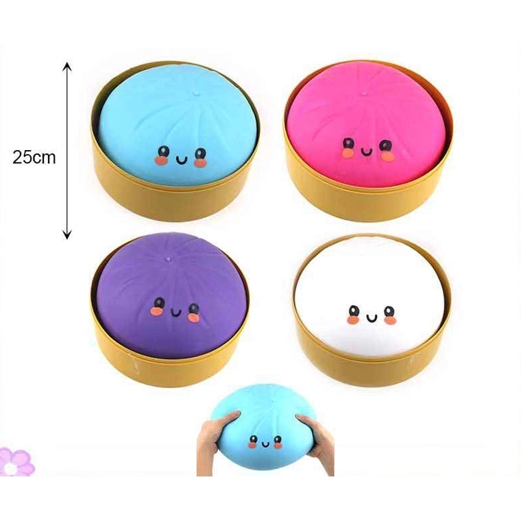 Cute Steamed Bun Squishy Toy with Steamer Container – Mystery Colors Sugar Edition Fidget Stress Reliever (STY26)