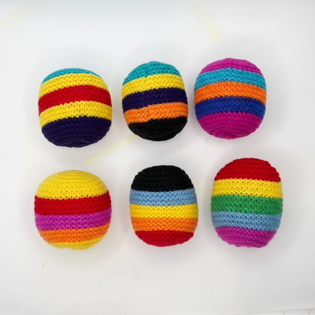 Classic Crochet Foot Bag Hacky Sack Set – Colorful Woven Juggling Balls & Sandbags for Kids, Teens, and Adults – Outdoor Backyard Games & Foot Fitness (1-Piece / Bulk Assorted Colors)