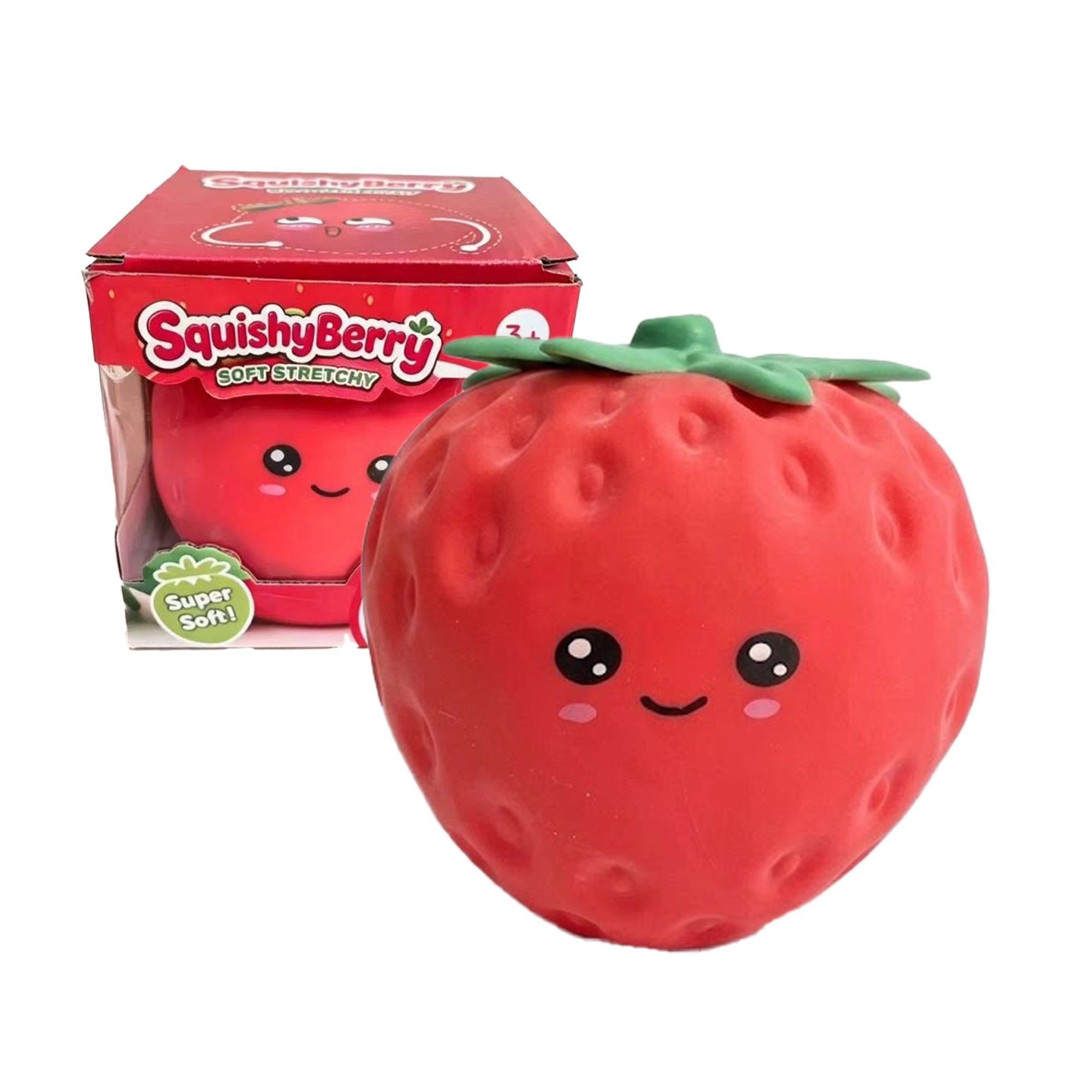 SquishyBerry Super Soft Strawberry Squishy Toy – Stretchy Stress Relief & Sensory Fidget Toy for Kids (Ages 3+) & Adults
