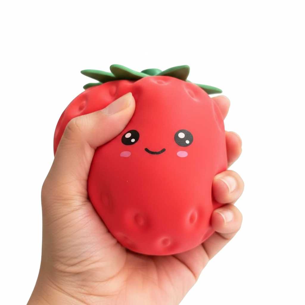 SquishyBerry Super Soft Strawberry Squishy Toy – Stretchy Stress Relief & Sensory Fidget Toy for Kids (Ages 3+) & Adults