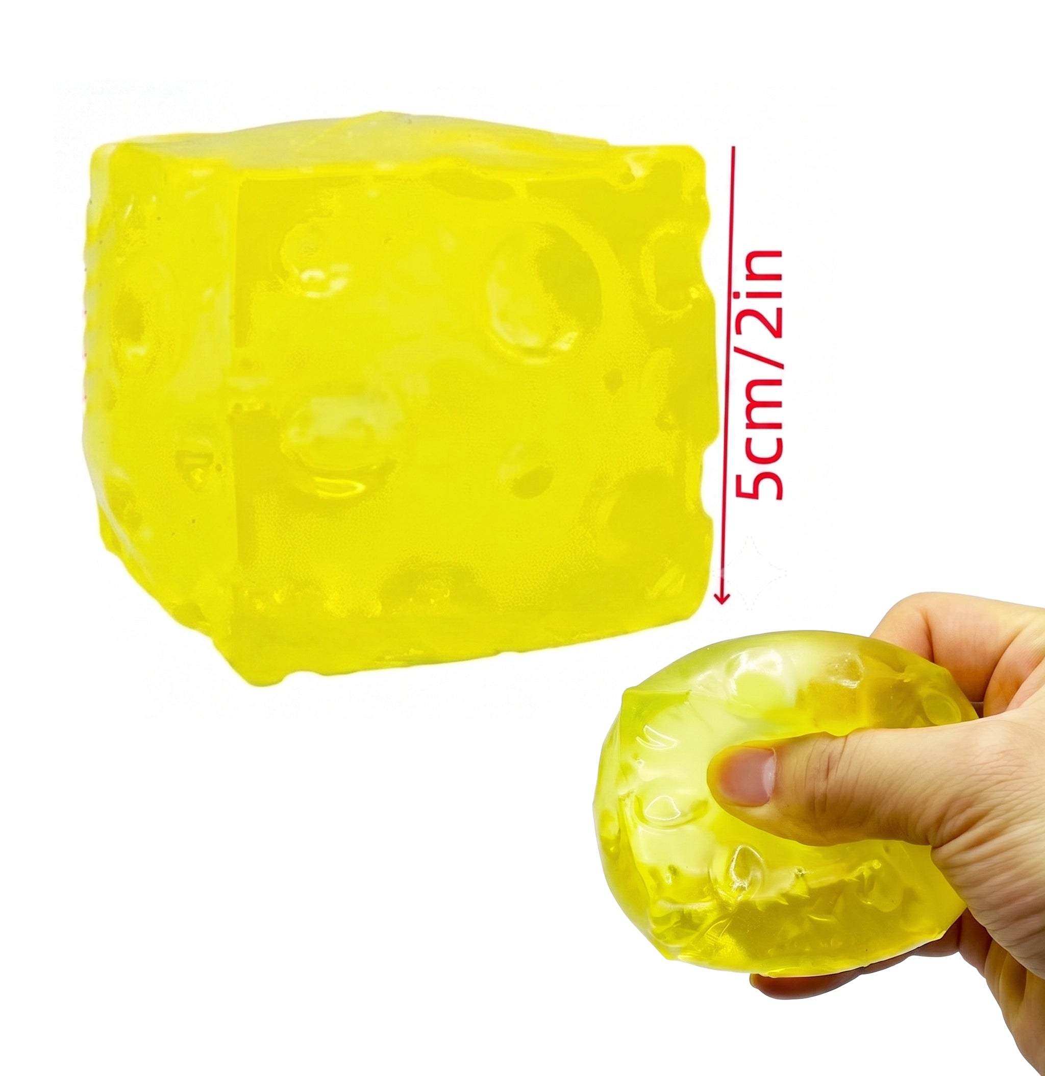 Cheese Vent Toy Squeeze Blocks – 2-Inch Yellow Sensory Stress Cubes, Squishy Novelty Fidget Toys for Kids & Adults, Bulk Party Favors & Classroom Rewards (SQ-323)