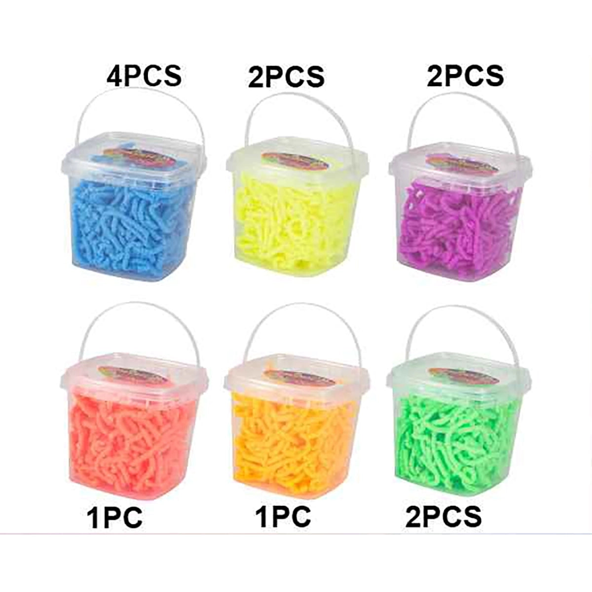 Colorful Magic Noodle Clay in Handle Buckets (12 Pack Bulk) | Multi-Color Stretchy Noodle Slime Fidget Toy Set (T002)