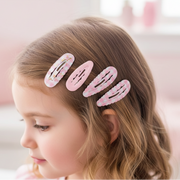 Pastel Enamel Snap Hair Clips - 6-Piece Patterned & Solid Set (TCK1424)