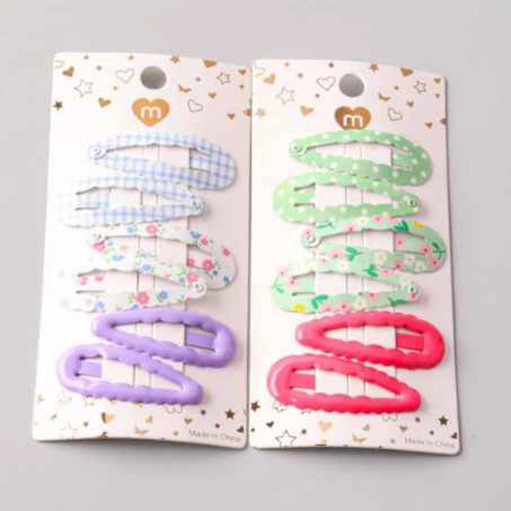 Pastel Enamel Scalloped Snap Hair Clips – Floral, Gingham, and Solid Colors for Girls (TCK1425)
