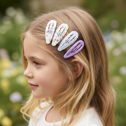 Pastel Enamel Scalloped Snap Hair Clips – Floral, Gingham, and Solid Colors for Girls (TCK1425)