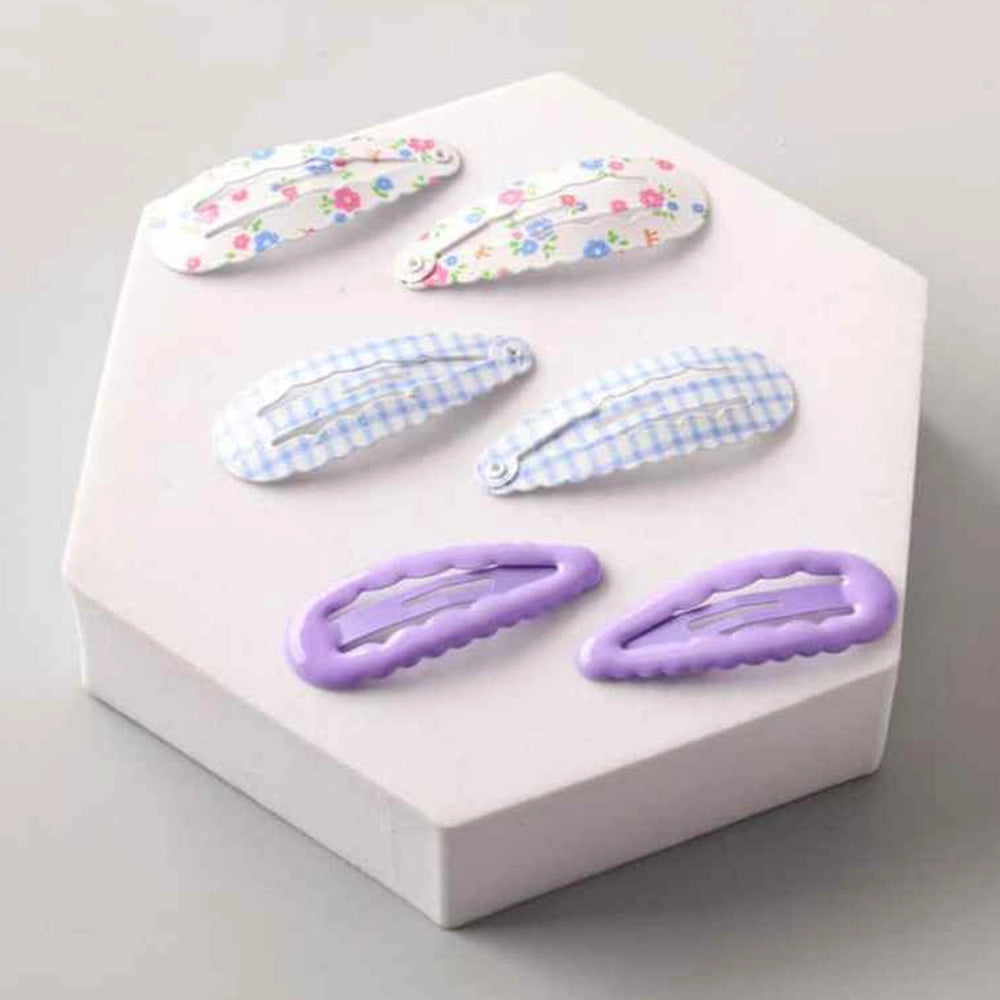 Pastel Enamel Scalloped Snap Hair Clips – Floral, Gingham, and Solid Colors for Girls (TCK1425)