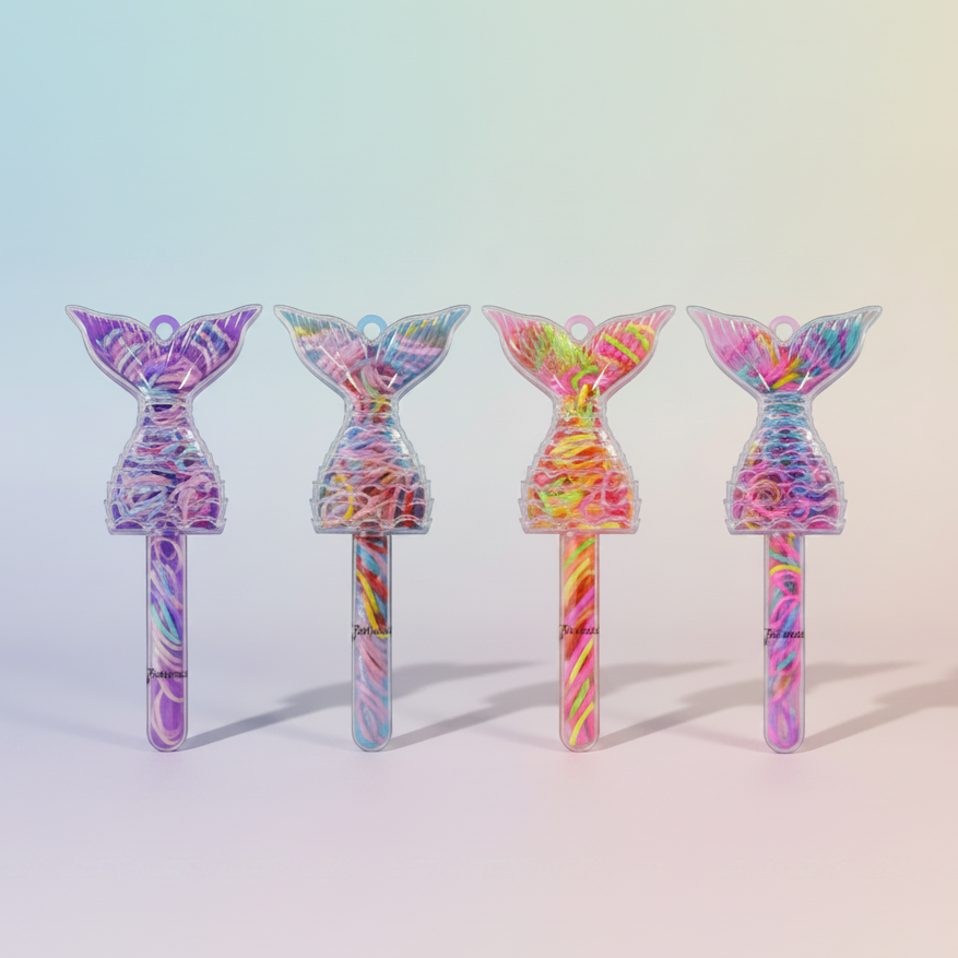 Mermaid Tail Hair Elastic Set - Colorful Rubber Band Styling Kit (TK-1036M)