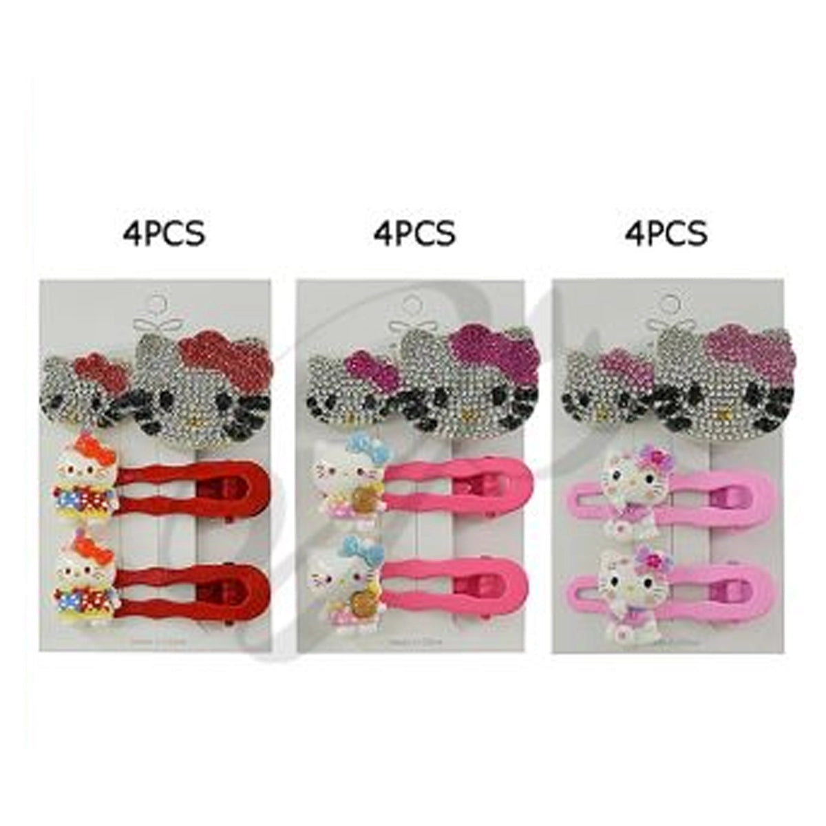 Sparkly Kitten Bow Hair Clip Set (4-Piece) (TK-1045M)