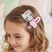 Sparkly Kitten Bow Hair Clip Set (4-Piece) (TK-1045M)