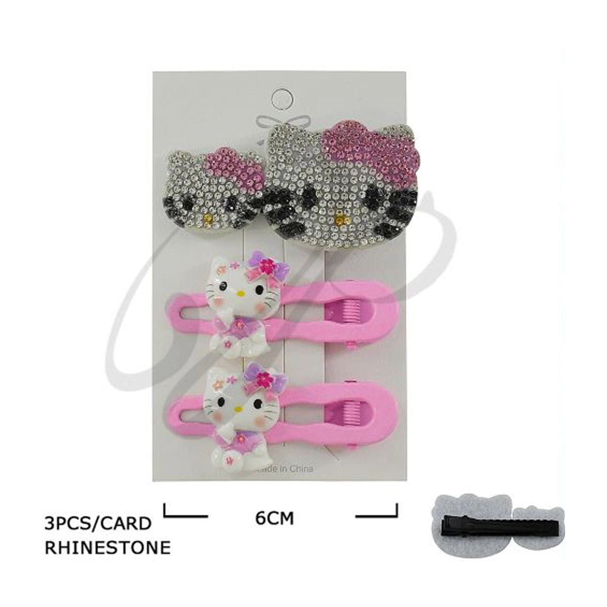 Sparkly Kitten Bow Hair Clip Set (4-Piece) (TK-1045M)