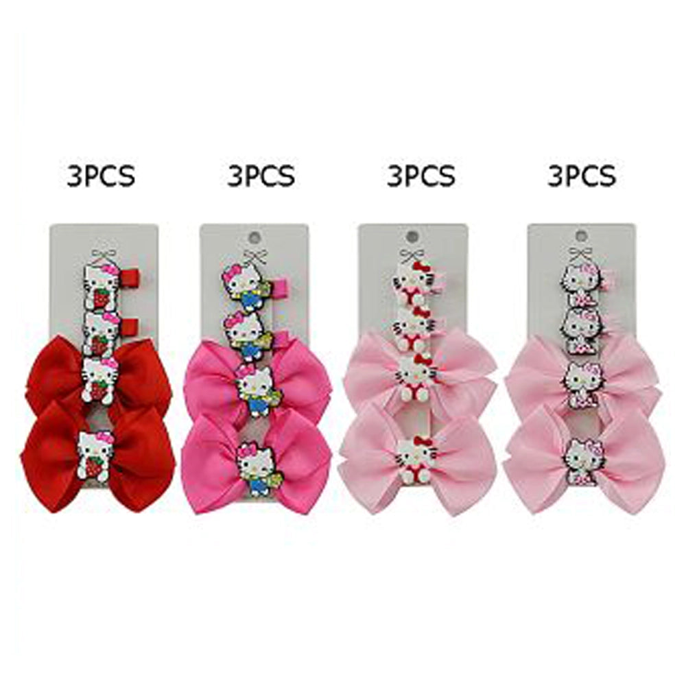 Kawaii Cartoon Cat Hair Accessory Set – 4-Piece Ribbon Bow & Clip Bundle for Kids (TK-1066M)