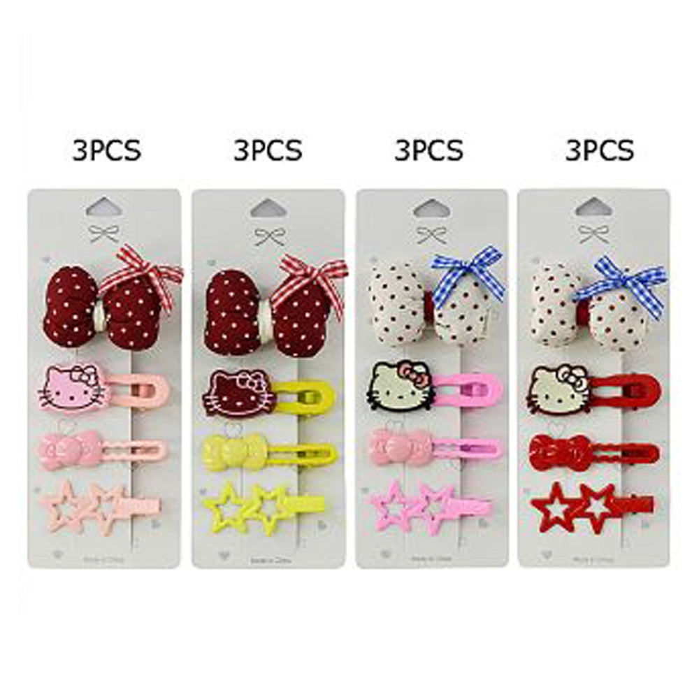4-Piece Sweet Ribbon Hair Clip Set – Polka Dot Bows, Star Shapes, and Cute Cartoon Character Hair Accessories for Girls and Kids (TK-1071M)