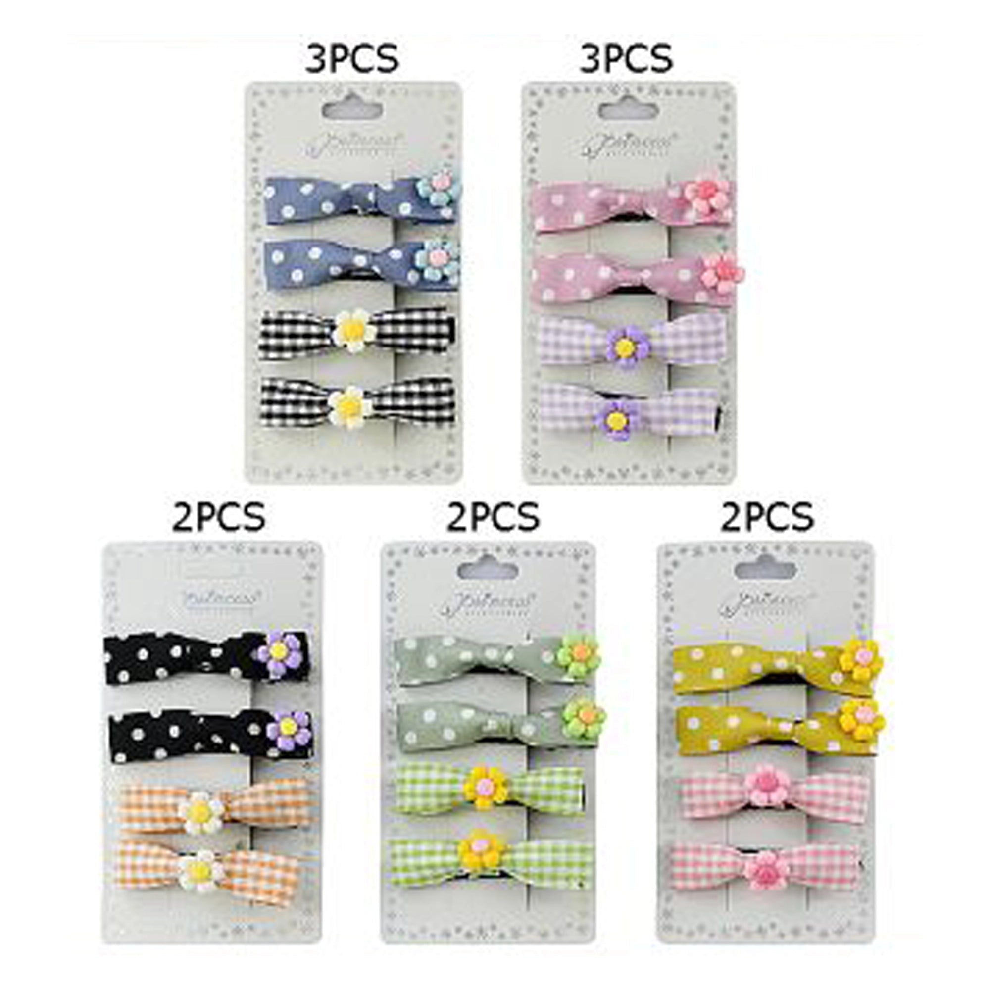 4pack Floral Bow Hair Clips – Cute Polka Dot & Gingham Alligator Clips for Girls & Toddlers (TK-1082M)
