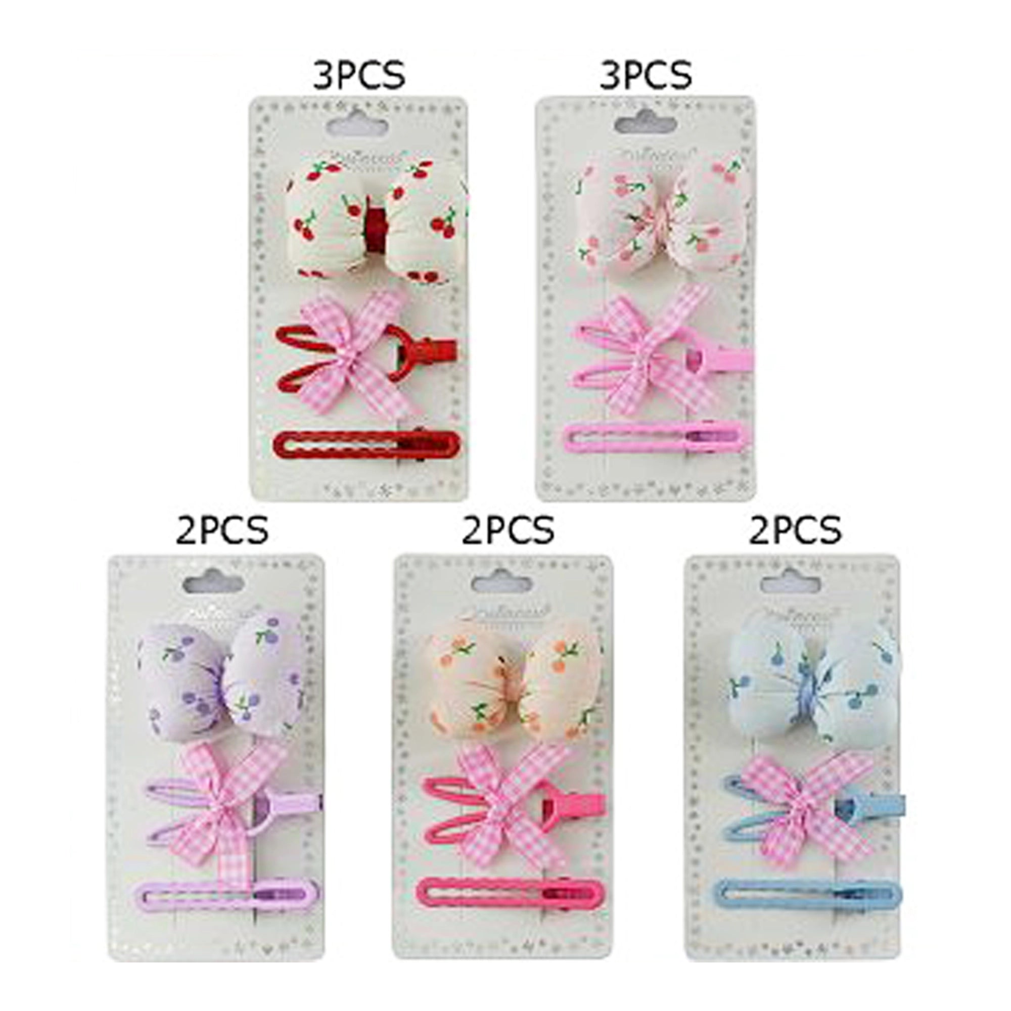 3-Piece Princess Hair Clip Set - Cherry & Gingham Bows - Cute Aesthetic Accessories for Kids & Teens (TK-1089M)