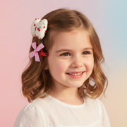 3-Piece Princess Hair Clip Set - Cherry & Gingham Bows - Cute Aesthetic Accessories for Kids & Teens (TK-1089M)