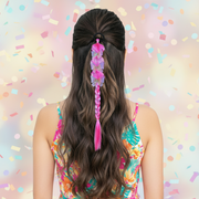 42cm Butterfly Braid Hair Extension for Kids – Colorful Synthetic Ponytail with Rhinestones – 2 Piece Set for Parties, Birthdays, and Festivals (TK-1092M)