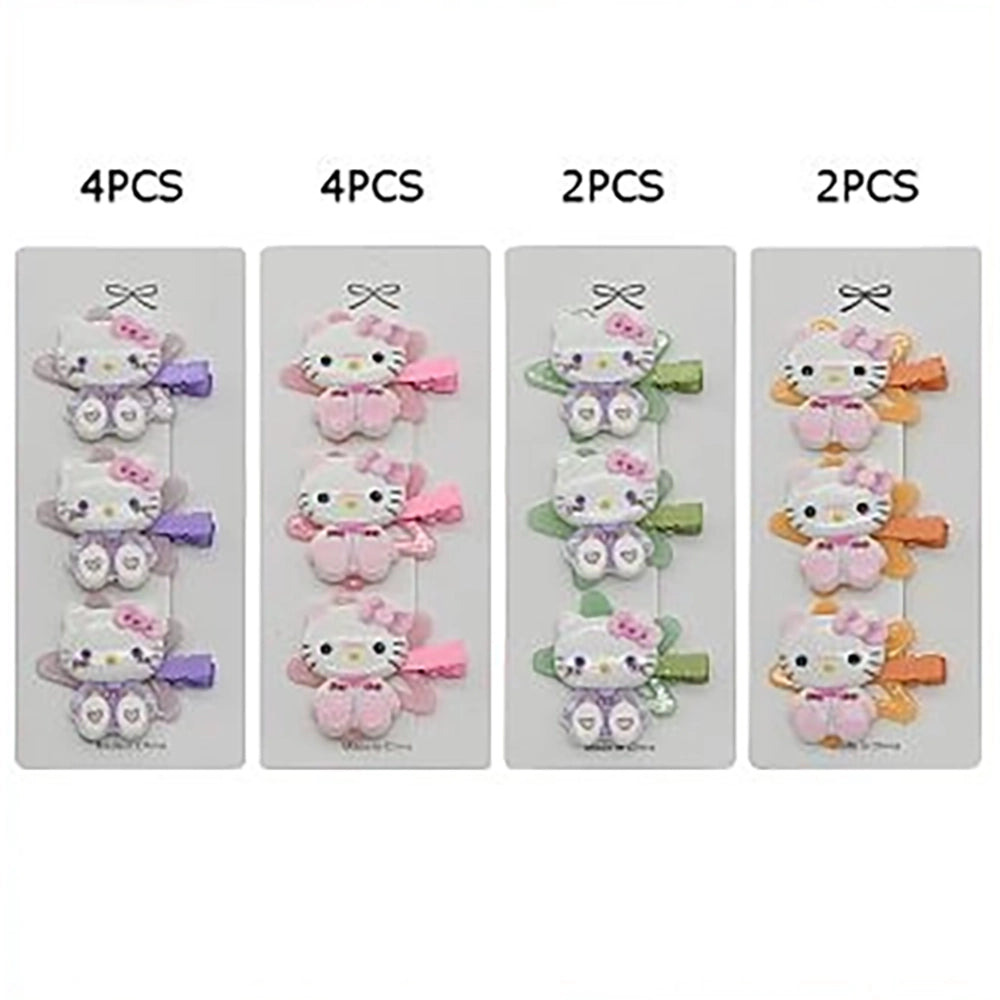 Cute Cartoon Kitten Hair Clips Set – Pastel Pink Alligator Hairpins for Girls, Kids Toddler Hair Accessories, Kawaii Bow Styling Clips (TK-1096M)
