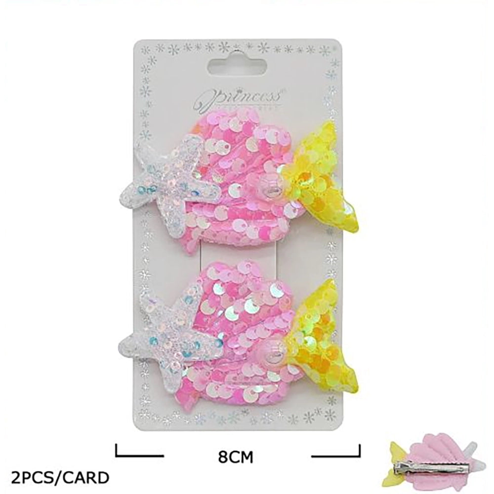 Here is an SEO-optimized product listing designed for e-commerce platforms like Amazon, Etsy, Shopify, or eBay:  Sparkly Sequin Fish Hair Clips Set for Kids & Girls (2-Piece Pack) (TK-1100M)