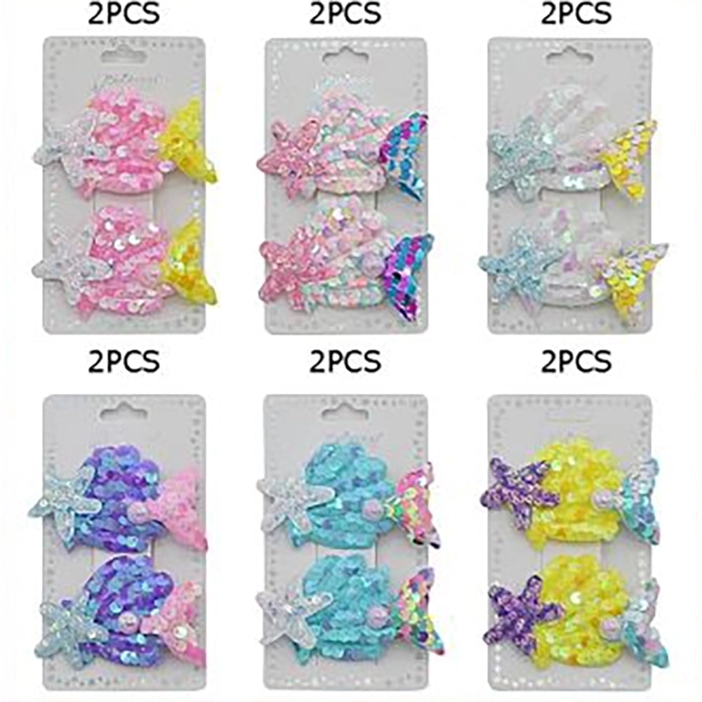 Here is an SEO-optimized product listing designed for e-commerce platforms like Amazon, Etsy, Shopify, or eBay:  Sparkly Sequin Fish Hair Clips Set for Kids & Girls (2-Piece Pack) (TK-1100M)