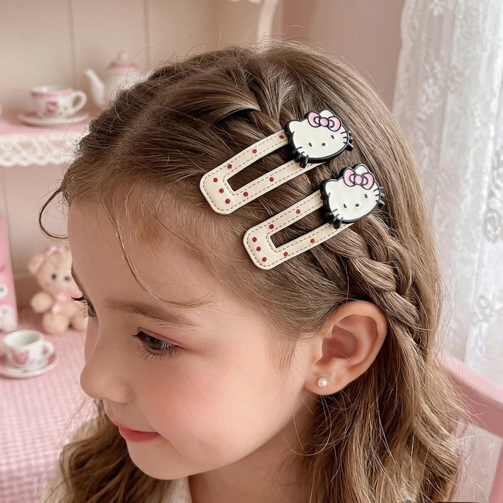 Cute Cartoon Cat Rectangular Hair Clips – Set of 2 Snap Barrettes (TK-1105K)