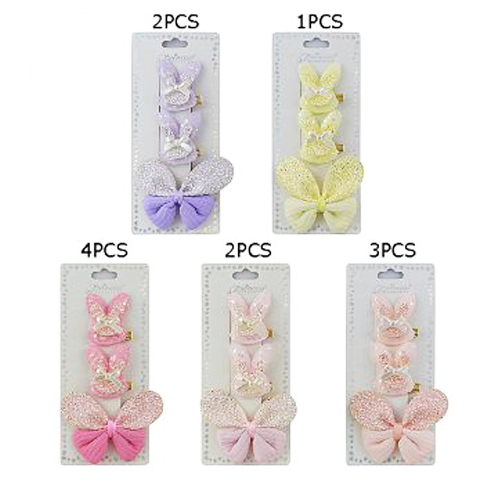 Glitter Bunny & Butterfly Hair Clip Set - 3-Piece Sparkle Accessory Kit (TK-1110A)