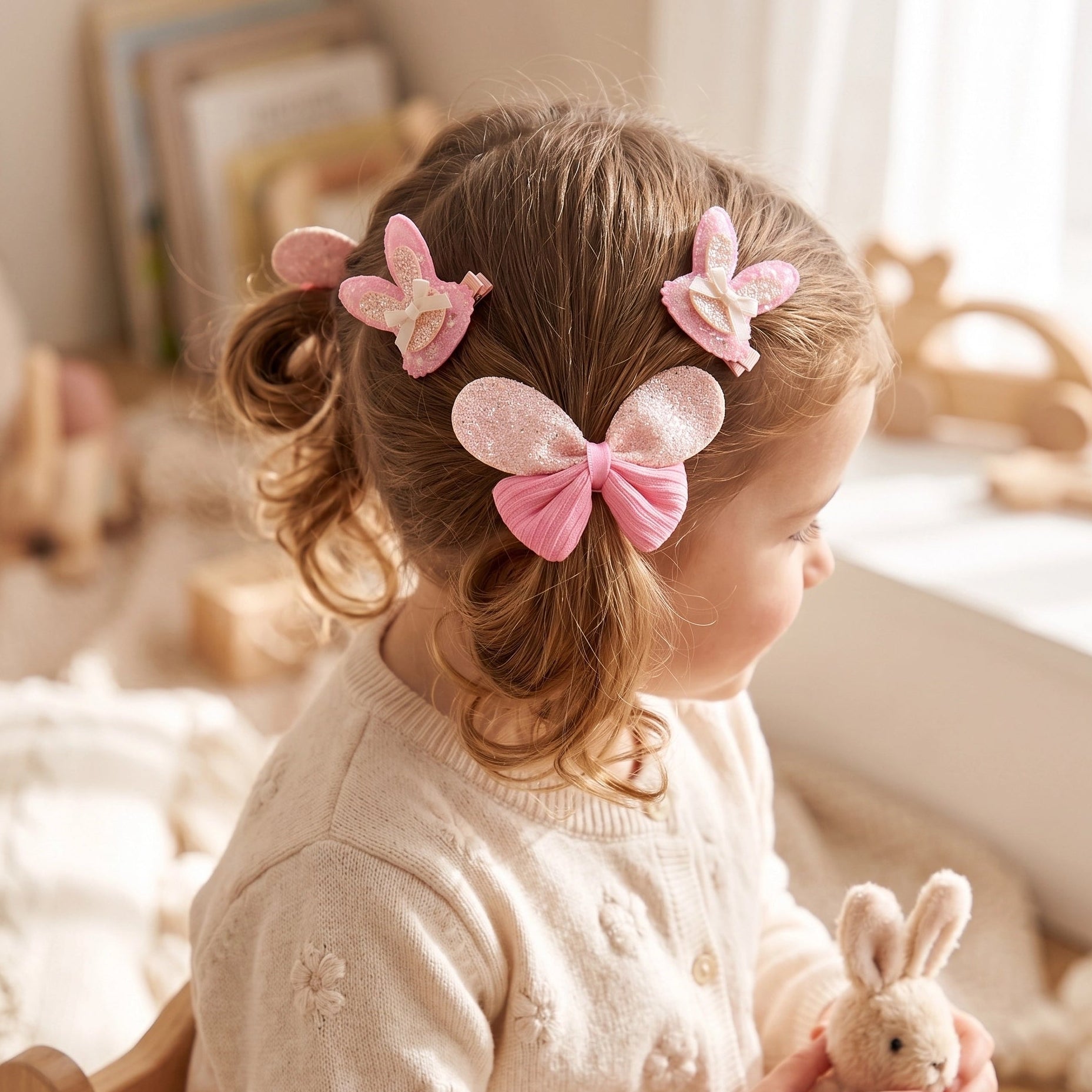 Glitter Bunny & Butterfly Hair Clip Set - 3-Piece Sparkle Accessory Kit (TK-1110A)