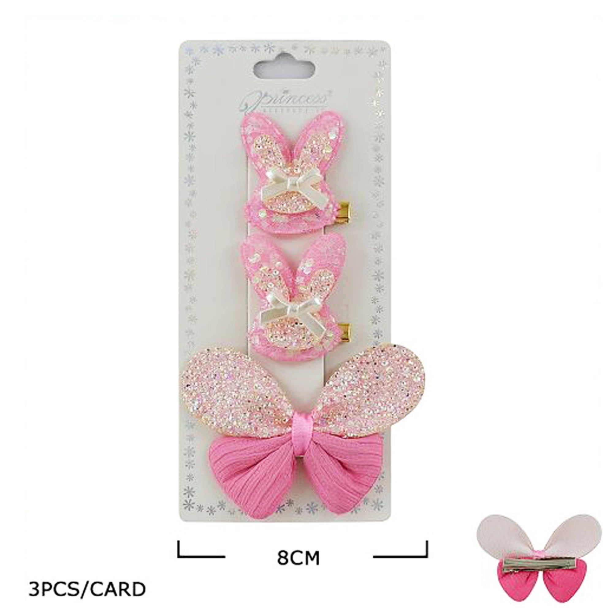 Glitter Bunny & Butterfly Hair Clip Set - 3-Piece Sparkle Accessory Kit (TK-1110A)