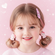 6pc Cute Cartoon Kitten Hair Accessories Set – Pink Elastic Hair Ties, Snap Clips, and Alligator Hair Bow Set for Toddlers, Kids, and Girls (TK-1131M)