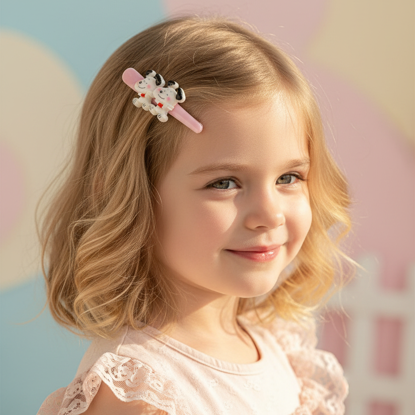 Cartoon Dog Alligator Hair Clips Set – 3-Pack Cute Pink Hair Barrettes for Girls, Teens, and Women, No-Slip Kawaii Hair Accessories, 8cm (TK-1132SN)