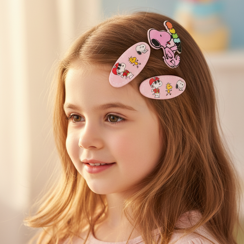 Cute Cartoon Dog Hair Clips Set (3-Piece) – Kawaii Snap Hair Barrettes for Girls, Teens, and Kids | Pastel Anime Hair Accessories, 5.5cm (TK-1134M)