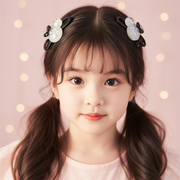 Mouse Ears Glitter Hair Clips Set – Cute Black and White Shaker Hair Barrettes for Girls and Toddlers, 6cm Alligator Clips (TK-1138BW)