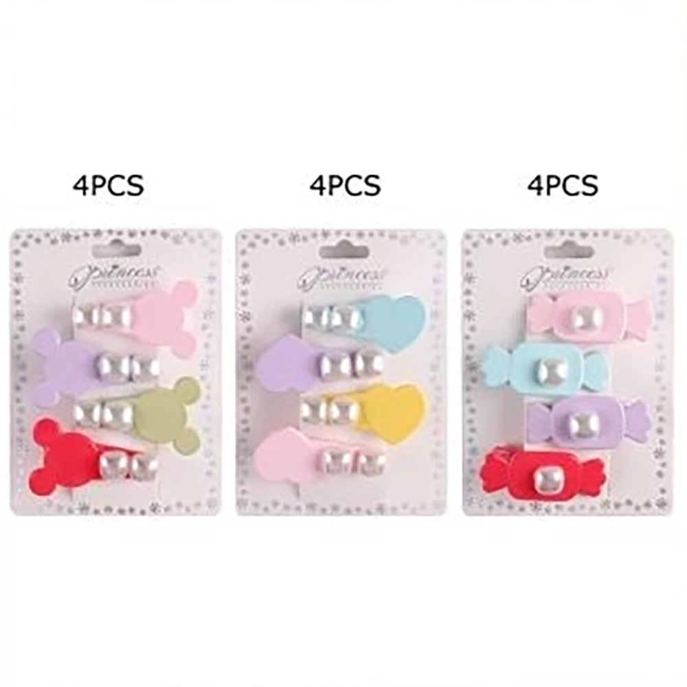 4-Pack Pastel Heart Hair Clips for Girls – Cute Pearl Accent Alligator Hair Slides, Colorful Toddler Hair Barrettes, Kawaii Kids Hair Accessories Set (TK-1139S)