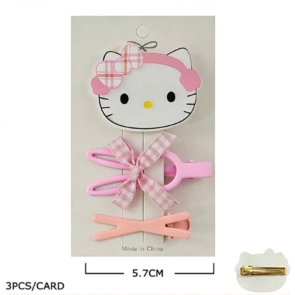 Cute Cat Cartoon Character Hair Clip Set – 3-Piece Decorative Accessory Card for Kids (TK-1148S)