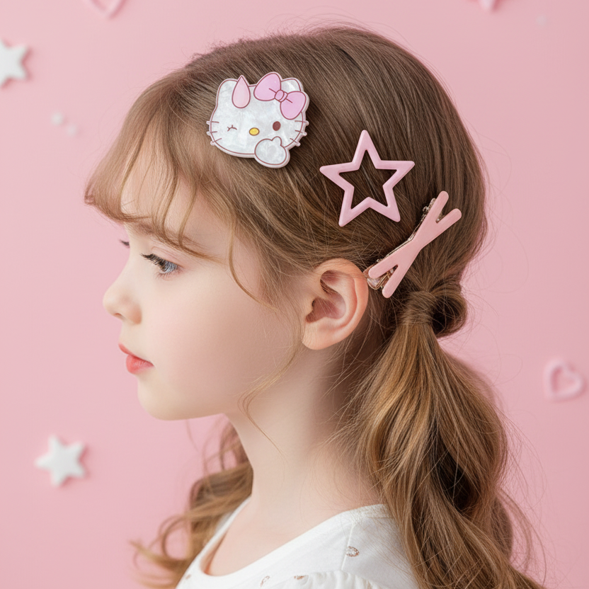 Cute Character Hair Clip Set – 3-Piece Pastel Accessory Bundle for Kids & Teens (TK-1149S)