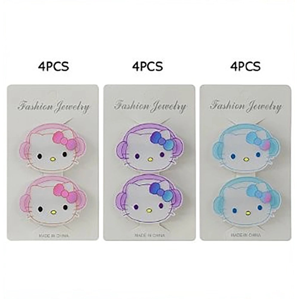 2-Piece Cute Cartoon Kitten Hair Clips Set – Pastel Color Resin Alligator Hair Pins for Girls and Kids, Pink, Purple, Blue Styling Accessories (4.5cm) (TK-1150S)